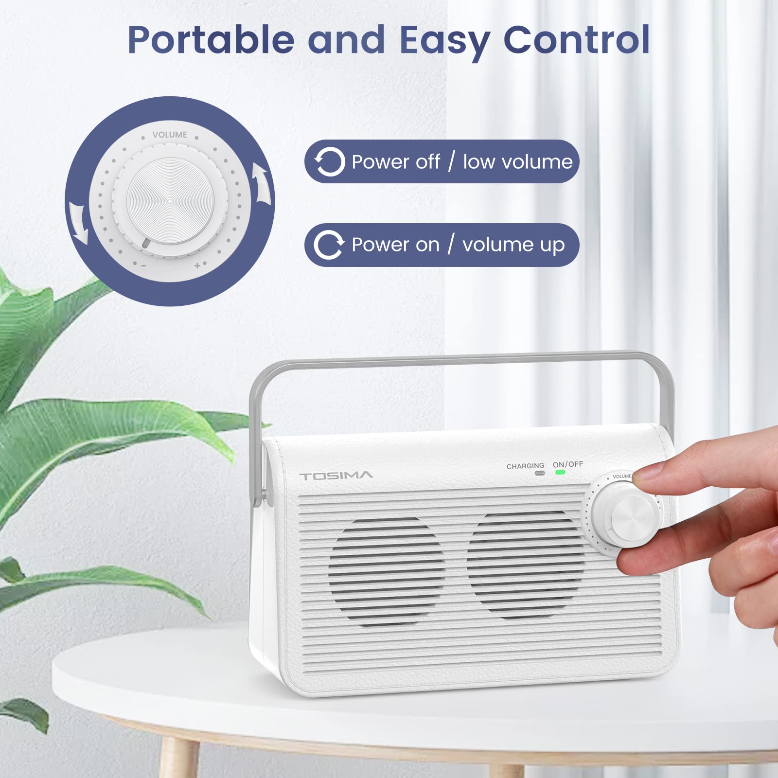 Tosima Tv9000W Wireless Speaker For Tv, Easy Control Portable Tv Soundbox For Elderly (Tv Need 3.5Mm Jack Or Audio Out Plug)